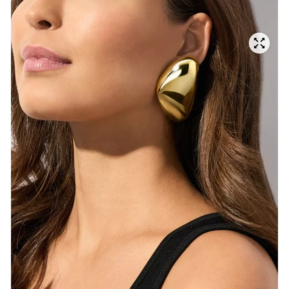 Michael Kors Metallic Muse Brass Pebble Statement Earrings - NWT